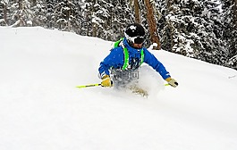 滑雪,粉,深雪