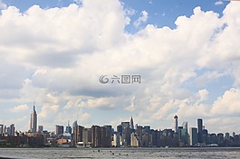 紐約,天際線,海濱