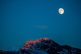 月亮,山,天空