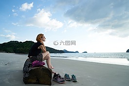 婦女,旅游,等待