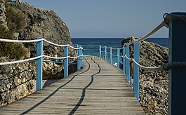 海,海灘,橋