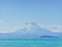 富士山,海,藍(lán)色的天空