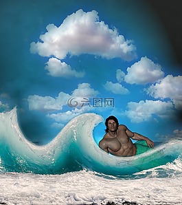 海,波,海人