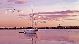帆船,海洋,海港