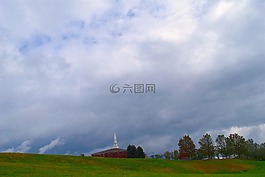 天空,教堂,云