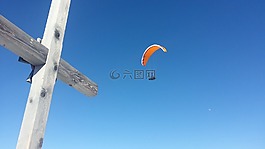滑翔傘,山,雪