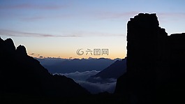 山,日出,交叉