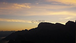 山,日出,交叉