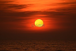日落,紅色,天空