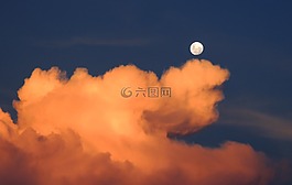 云,月亮,天空