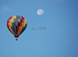 熱氣球,月亮,天空