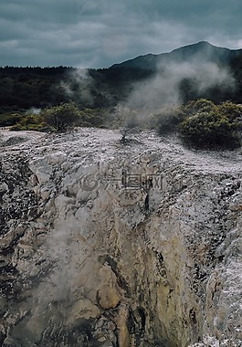 懸崖,霧,山