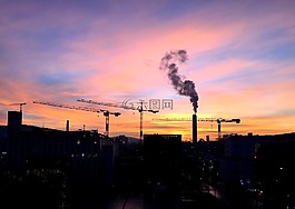morgenrot,天空,起重機