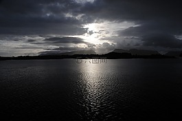 挪威,峽灣,日落