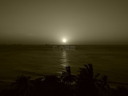 日落,太陽,海