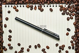 咖啡,筆記本,鋼筆