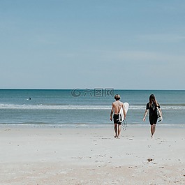 海滩,夏天,沙