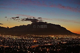 桌山,日落,开普敦的意见