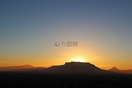 桌山,日落,山脈