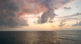 日落,海,云