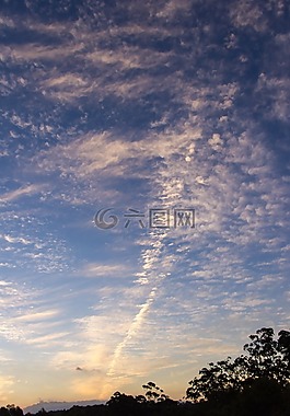 日落,天空,云