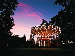 天空,日落,merry-go-round