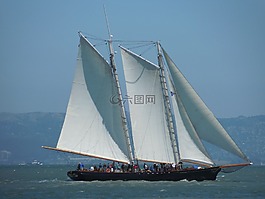 帆船,船,水
