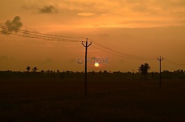 電源線,晚上,黃昏
