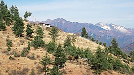不丹,山上的房子,山