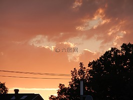 日落,日出,云