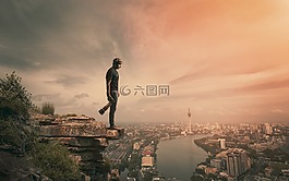 全景,户外,日落