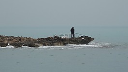 漁夫,海,景觀