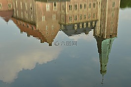 城堡,水,反射