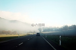 路,霧,地平線