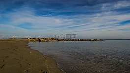 海灘,空,沙