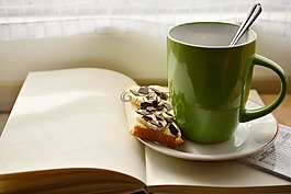 杯,本書,早餐
