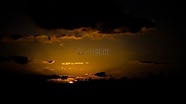 日落,晚上,余輝