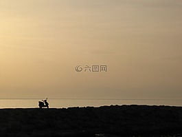 日落,海,地平線