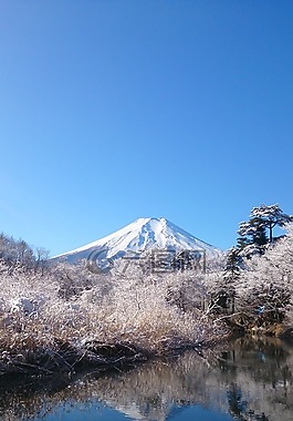 富士山,藍(lán)色的天空,山