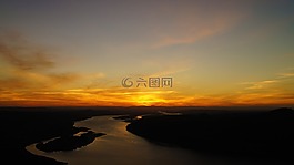 日落,夏天,景觀
