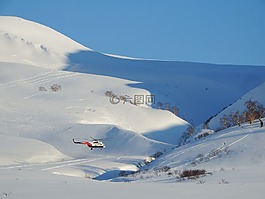 直升機,著陸,山