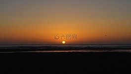 天空,日落,海灘