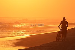 日落,海灘