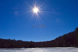 太陽,湖,天空