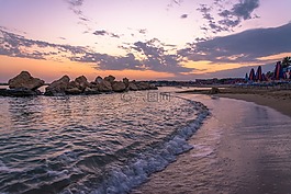 日落,再見,海灘