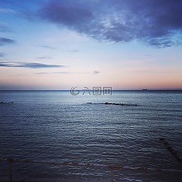 日落,海,地平線