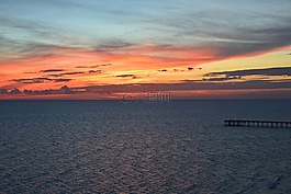 日落的碼頭,海景,景觀
