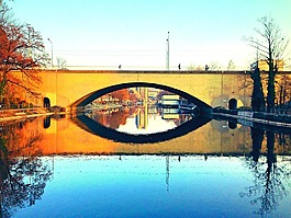 橋,河,鏡像