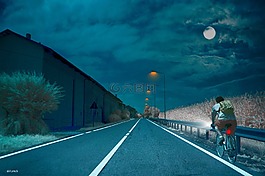 自行車,夜,luna
