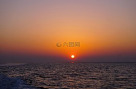 日落,太陽,水域